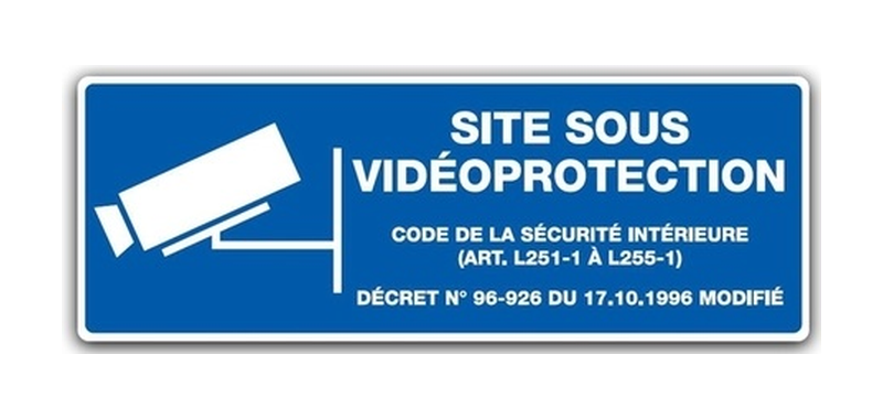 Panneau réglementaire « Site sous vidéoprotection » (code de la sécurité intérieure, articles L251-1 à L255-1).